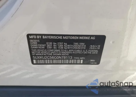 2016 BMW X6 xDrive35I z USA, uszkodzony, nr VIN 5UXKU2C56G0N78113